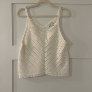 Miou Muse White Cotton Crochet Tank